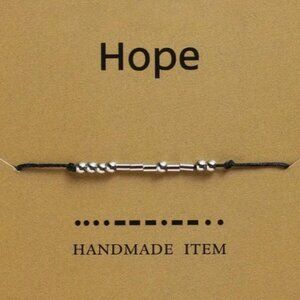 "HOPE" Silver Morse Code Bracelets - Adjustable String, Inspirational